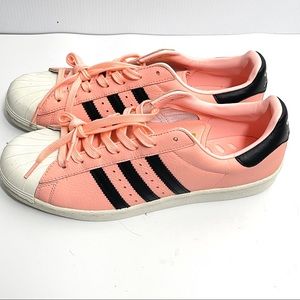 Adidas Superstar Boost Mens Size 12 Coral Hazel Pink White Shell toe sneakers